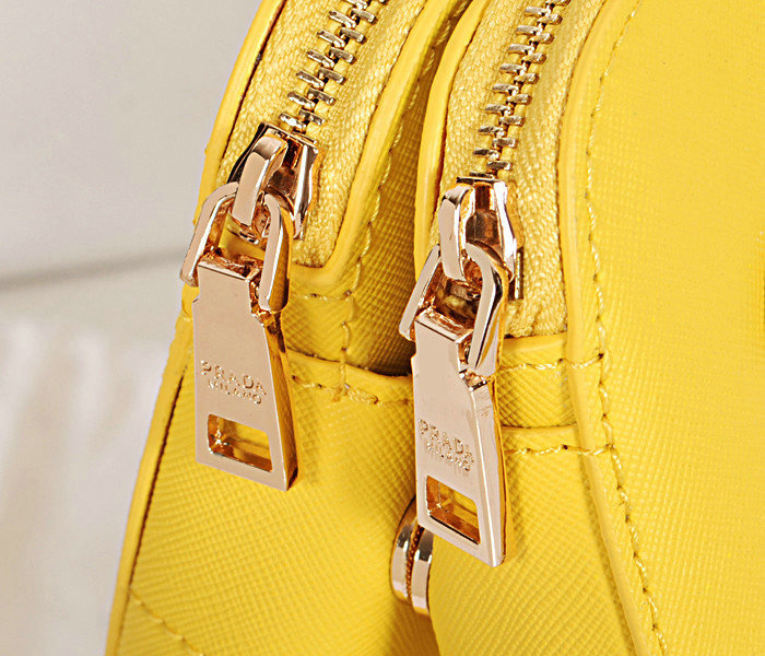 2014 Prada saffiano cuir leather tote bag BN2549 lemonyellow